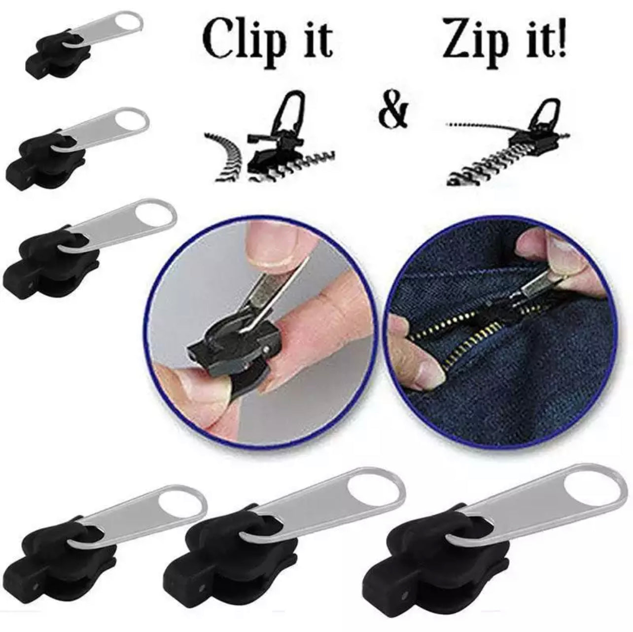 2pc Metal Instant Universal Replacement Zipper Slider Repair